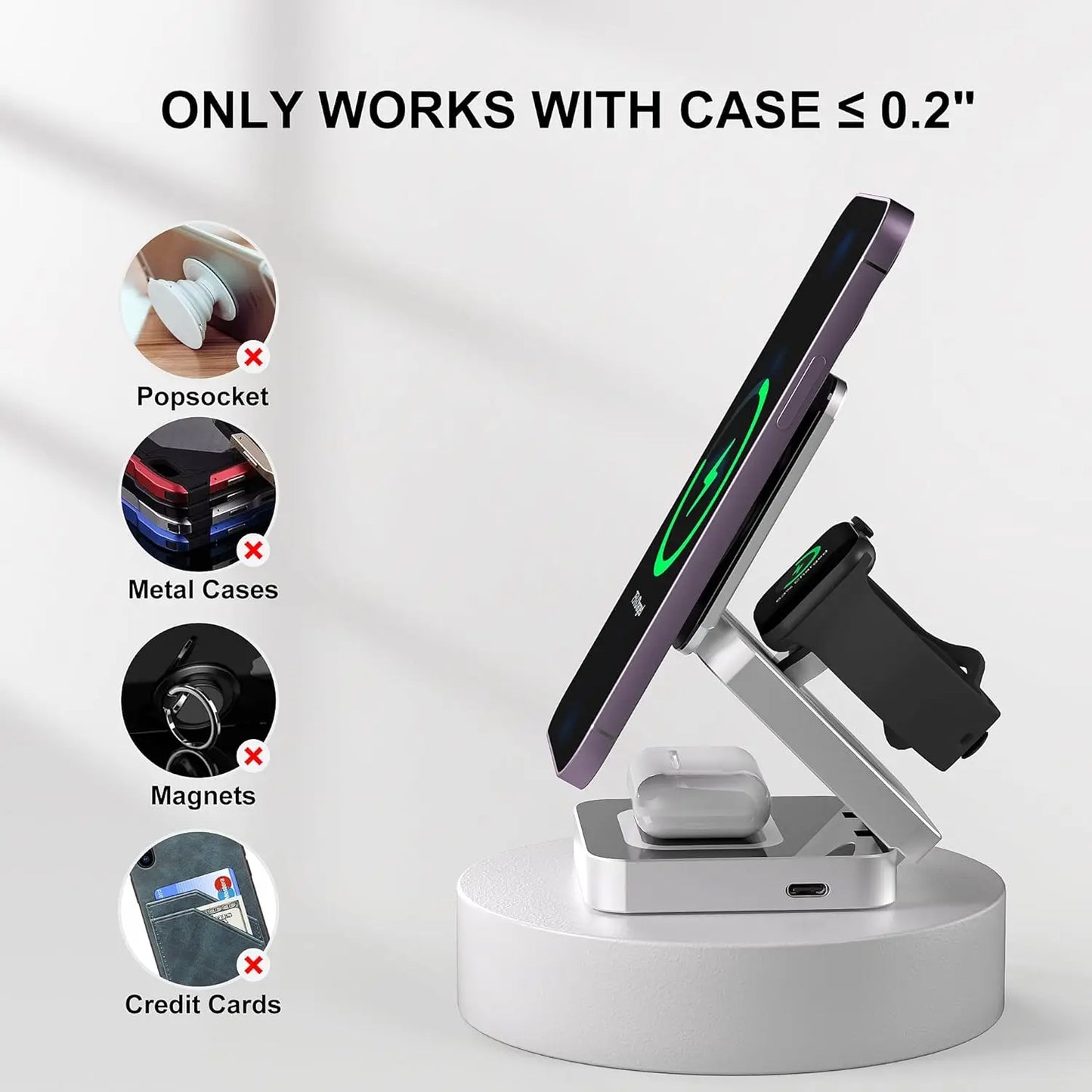 30W 3 In 1 Magnetic Wireless Charger Stand